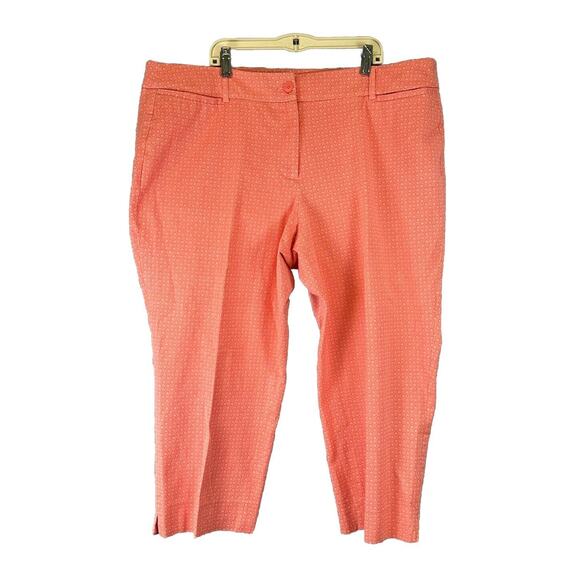 Lane Bryant Pants - Lane Bryant Orange White Floral Print High Rise Capri Pants Womens Size 20 Casua